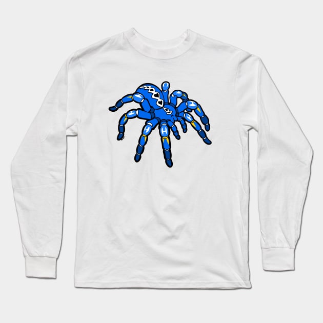 Blue Pokie Poecilotheria Metallica Gooty Sapphire Tarantula Bold Smooth Black Outline Long Sleeve T-Shirt by RJKpoyp